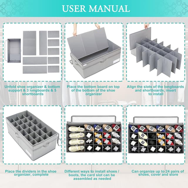 Detalle 2 de Organizer Scarpe per Armadio 24 paia — Contenitori trasparenti per scarpe