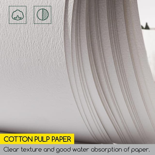 Detalle de MEEDEN Aquarellpapier Baumwolle 20 Blatt, 300 g/m², glatt, säurefrei (18 x 12,5 cm) für Aquarell & Mischtechnik