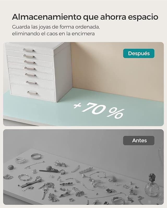 Thumbnail 6 de SONGMICS Joyero Gran Capacidad Blanco/Gris