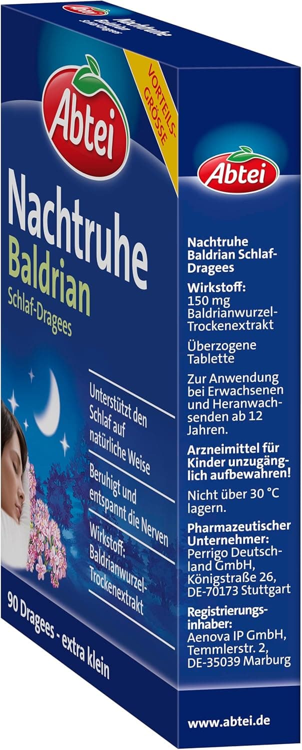 Detalle de Abtei Nachtruhe Baldrian Schlaf-Dragees N – pflanzliches Arzneimittel für erholsamen Schlaf & nervliche Belastung (90 Dragees)