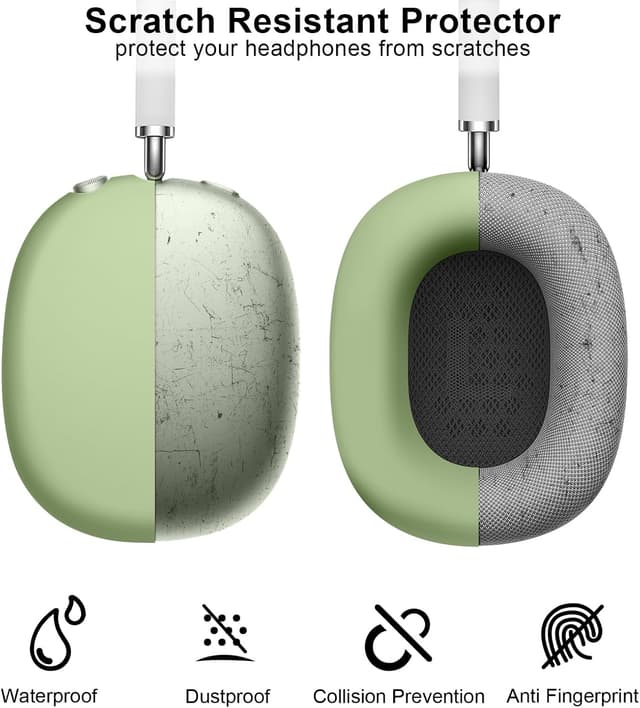 Detalle de Ainiv silicone case covers for AirPods Max (green) – headband, ear pads & ear cup protection