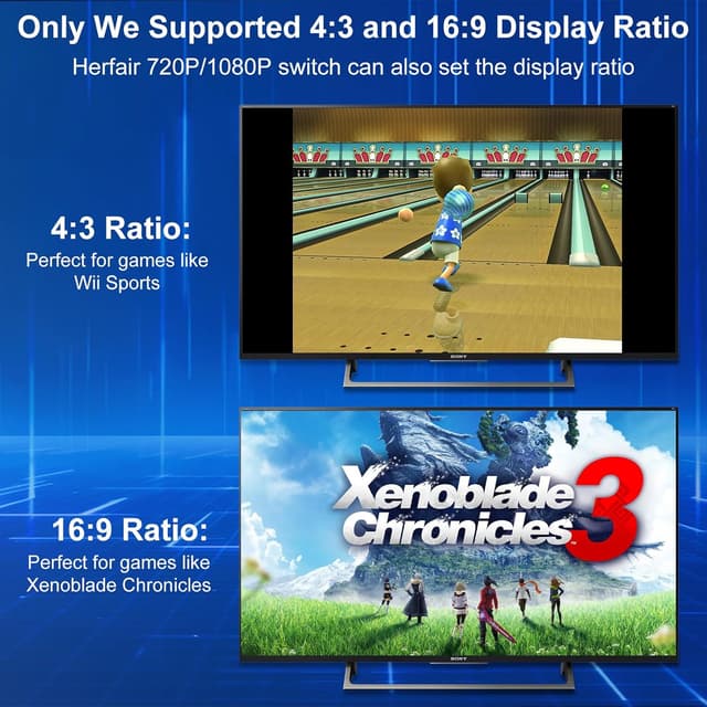 Detalle de Herfair Wii to HDMI Adapter Cable for Nintendo Wii & Wii U (1080P output, 4:3/16:9 modes) – Plug and Play, 6.6FT