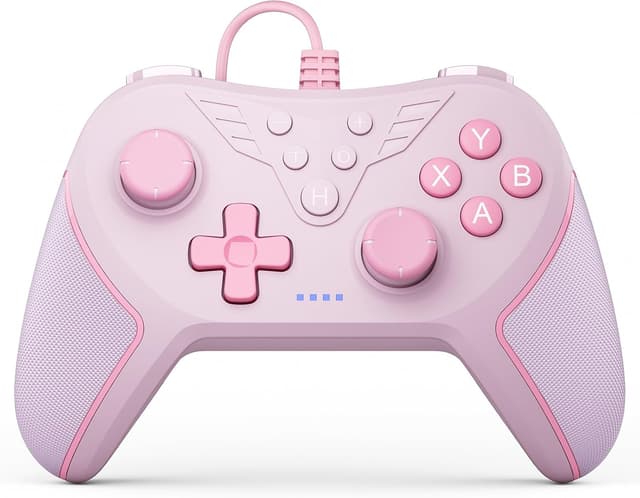 Detalle de RivalPlay Wired PC Controller with Paddles, 3-Level Vibration & Mappable Buttons (Pink)