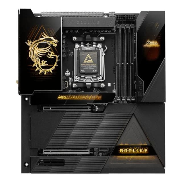 Detalle de MSI MEG X870E GODLIKE (AM5) placa base X870E E-ATX con DDR5 y WiFi 7