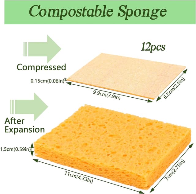 Detalle 2 de Natural cellulose cleaning sponges 12 pack