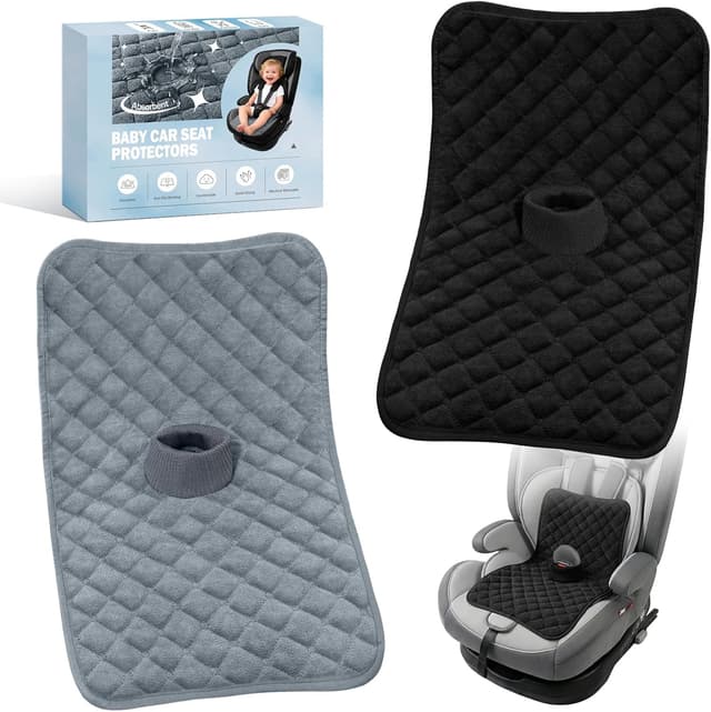 Detalle de 2PCS Potty Training Car Seat Protector with waterproof non-slip liner (Black & Gray) – reusable machine-wash pads