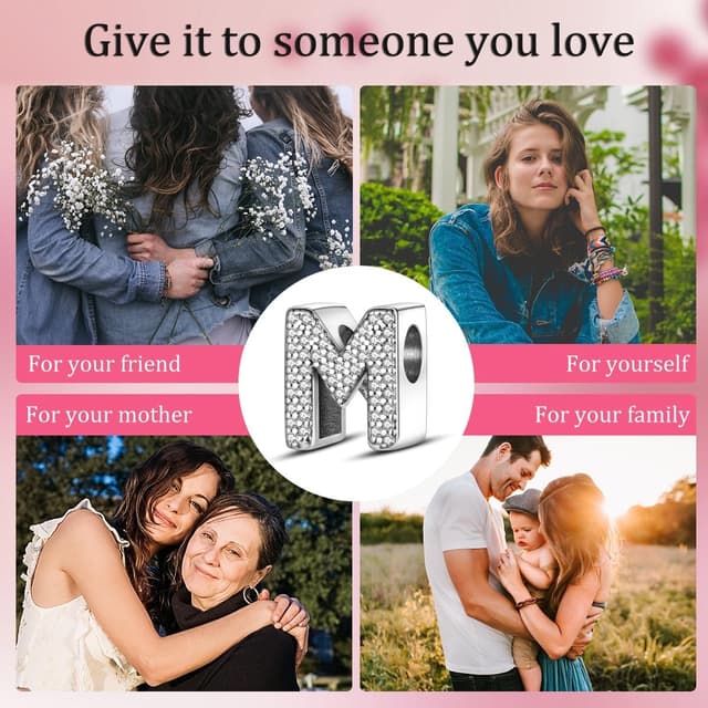 Thumbnail 6 de CQWVB Buchstaben Charm Anhänger Damen aus 925 Sterling Silber (Alphabet A–Z) für Armband und Kette