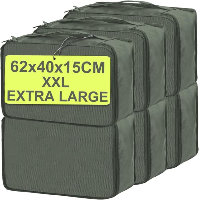 Detalle de Medium Packing Cubes for Suitcases (6 pcs) – 30x28x12cm Mesh Organiser Bags