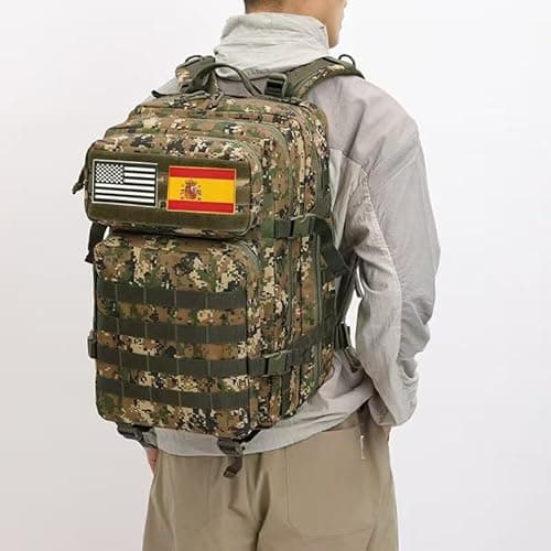 Detalle de smallrun Mochila táctica militar 45L ACU verde con sistema MOLLE (48x31x29 cm)