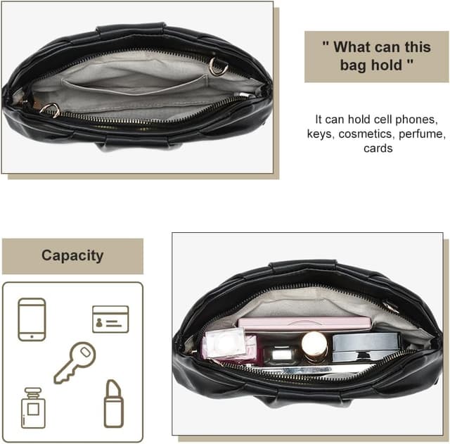 Detalle 2 de Pahajim ruched soft PU leather clutch bag with detachable chain crossbody strap