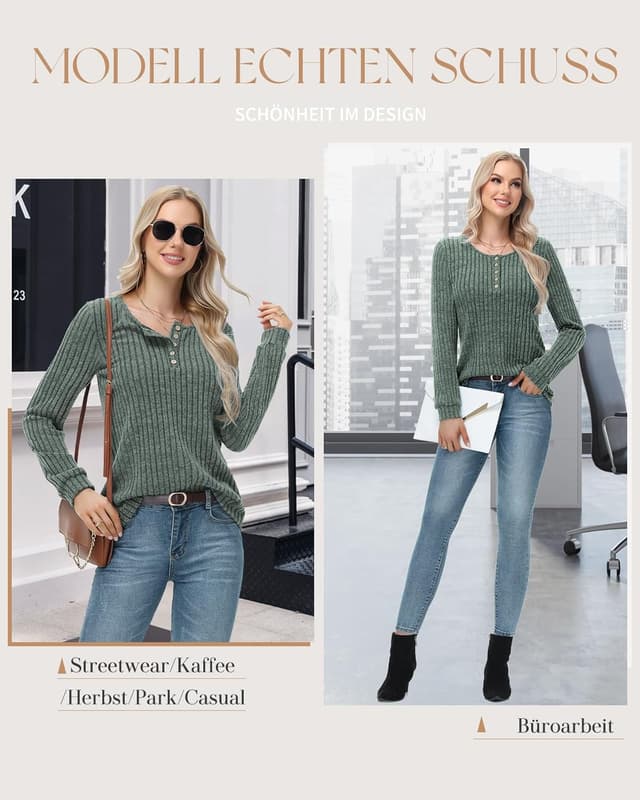Detalle 1 de Tanmolo Damen Leichter Strickpullover Langarm