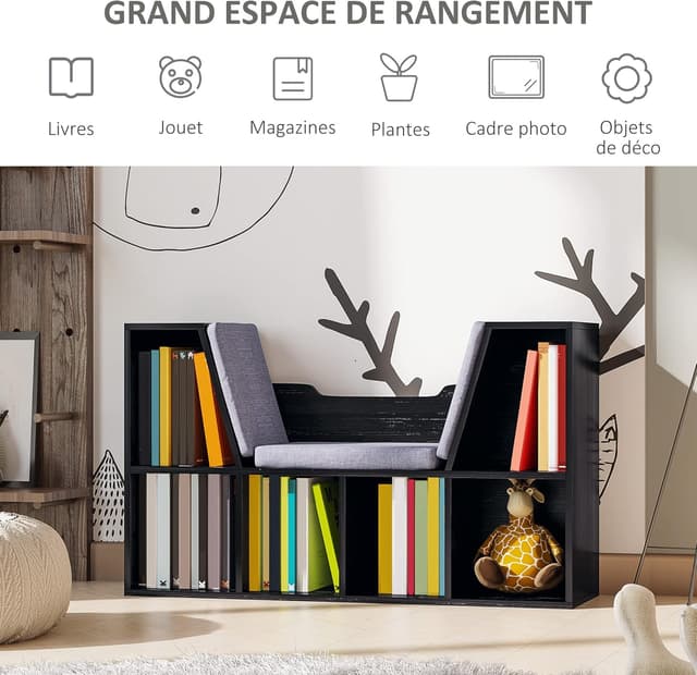 Detalle de HOMCOM Bibliothèque banc 2 en 1 102 cm