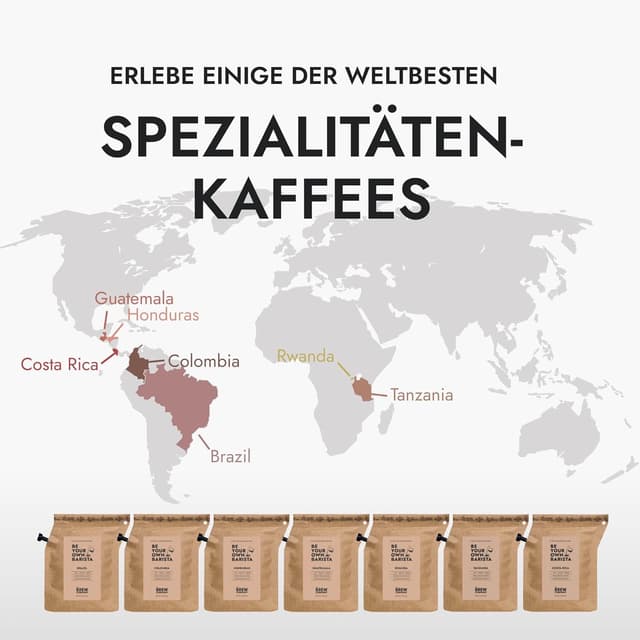 Detalle 2 de Kaffee Geschenkset für Männer & Frauen: 7 Single-Estate & Bio-Spezialitäten im Probierset