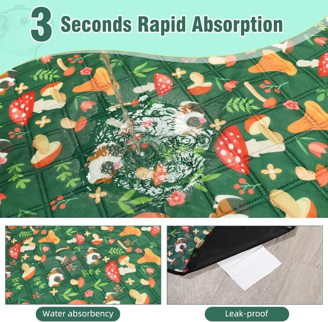 Detalle de HOZKUY 2-Pack Guinea Pig Cage Liners & Bedding (18"x24") – washable, reusable, leakproof pee pads with non-slip base