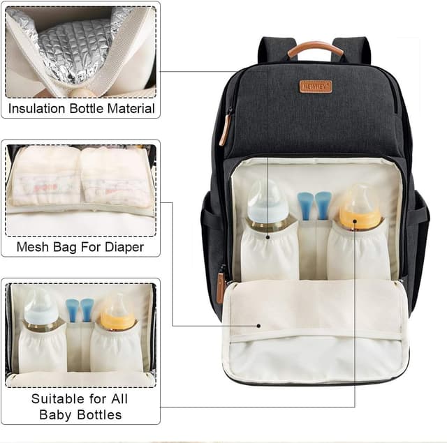 Detalle 2 de NEWHEY Waterproof Baby Changing Backpack with 13 Pockets and Insulated Bottle Storage