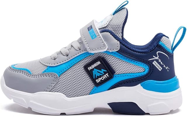 Detalle de Baskets enfant unisexes respirantes avec fermeture à scratch (26 à 37) — Chaussures de sport et course confortables