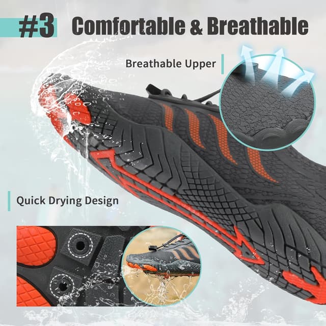 Detalle de Water Shoes Quick Drying Barefoot Aqua Swim Beach Shoes for Unisex – Elastic Collar & Grippy Rubber Sole