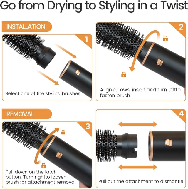 Detalle 2 de Airbrush 5 in 1 Multi Hair Styler & Blowdry Brush Hairdryer (Hot Magic) – Black Gold