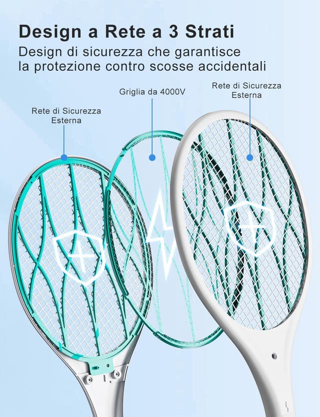 Thumbnail 5 de AROEVE Racchetta Zanzare Elettrica 4000V — Antizanzare USB 🪰