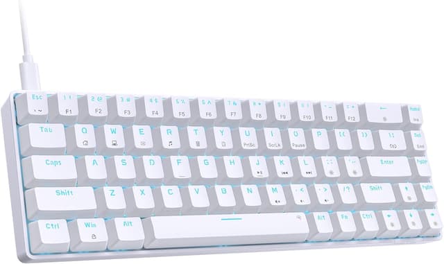 Detalle de Dierya T68SE 60% Gaming Mechanical Keyboard (68-Key) with Blue Switches, White