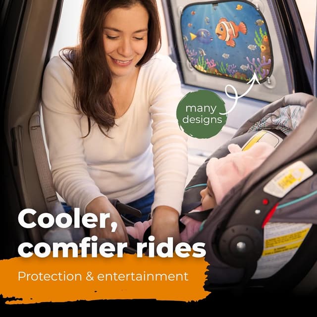 Detalle de Car Window Shades for Baby (48 x 30 cm) by Neo Design – UV protection with suction cups, pack of 2