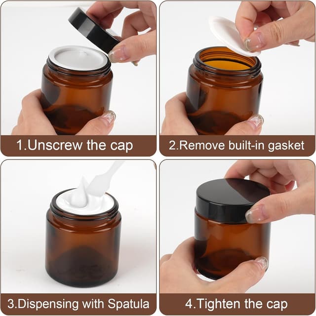 Thumbnail 4 de Amber Glass Jars 100ml 6 Pack