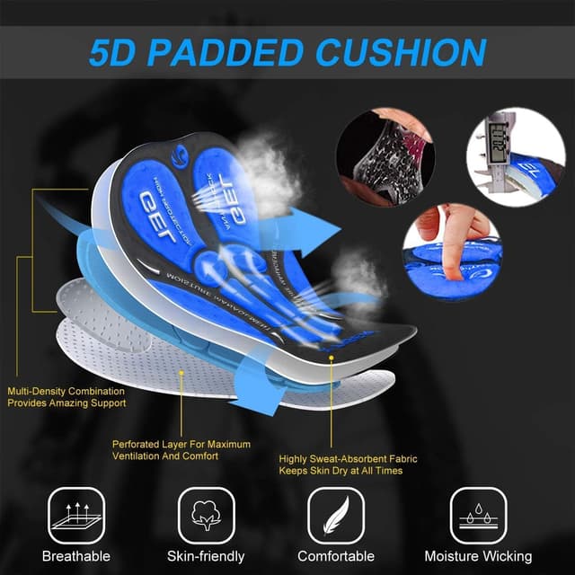 Detalle 2 de X-TIGER Boxer da ciclismo da uomo con imbottitura 5D e gel, traspirante