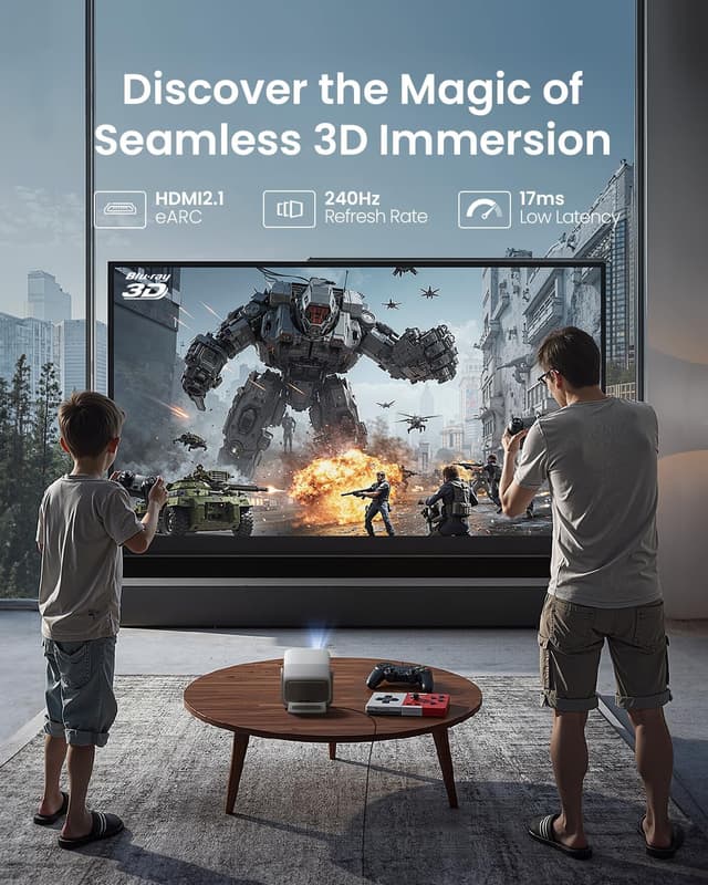 Detalle de JMGO N1S 4K Mini Proiettore Portatile Triple Laser con Google TV, HDR10 e Autofocus