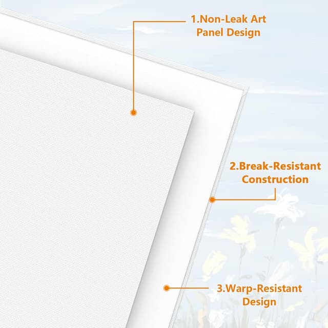 Detalle 2 de Mokani 6-Pack Blank Cotton Canvas Panels (20x20cm) for Acrylic, Oil & Watercolour