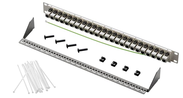 Detalle 2 de FGB 1U Patchpanel mit 24 Anschlüssen, Cat7 geschirmte Keystone-Koppler (10 Gbps) für 19-Zoll-Rack oder Wandmontage