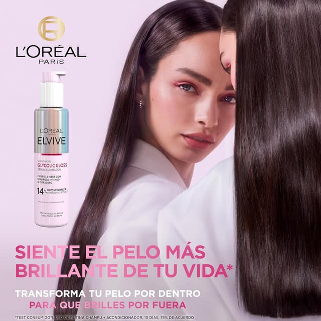 Detalle 2 de L'Oréal Elvive Sérum Glycolic Gloss ✨ Cabello brillante y suave