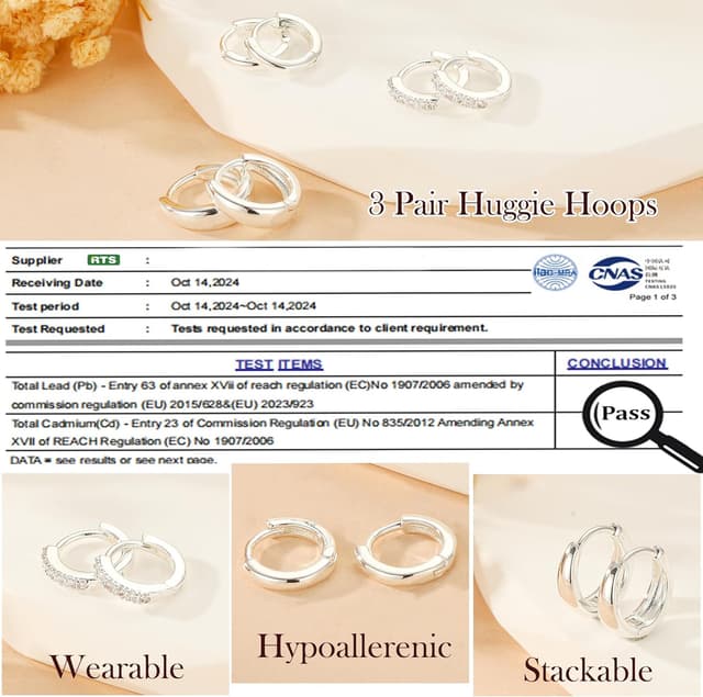 Detalle 2 de Avotto 3 Paar Ohrringe Silber 925 Set