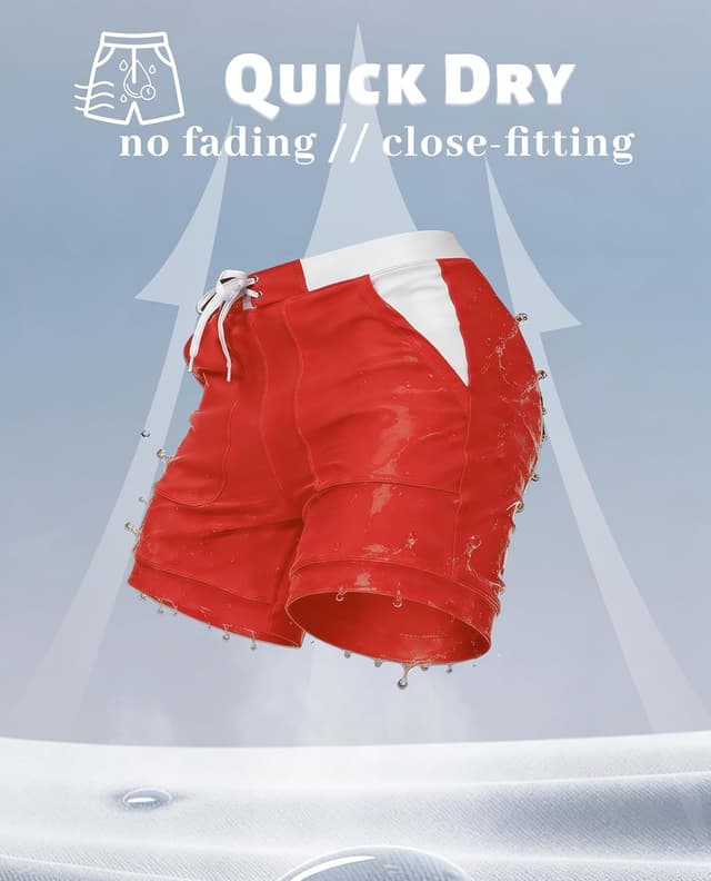 Detalle 2 de KEFITEVD Men’s Quick Dry Swimming Shorts (YK016) – stretch beach and gym trunks with adjustable drawstring