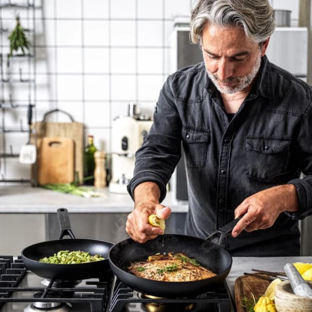 Detalle de KitchenAid Classic Forged Wok 28 cm