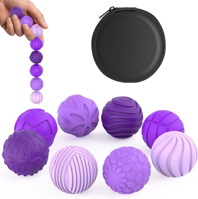 Detalle de UZAHSK lot de 8 balles magnétiques sensorielles en silicone anti-stress (violet) pour adultes et enfants