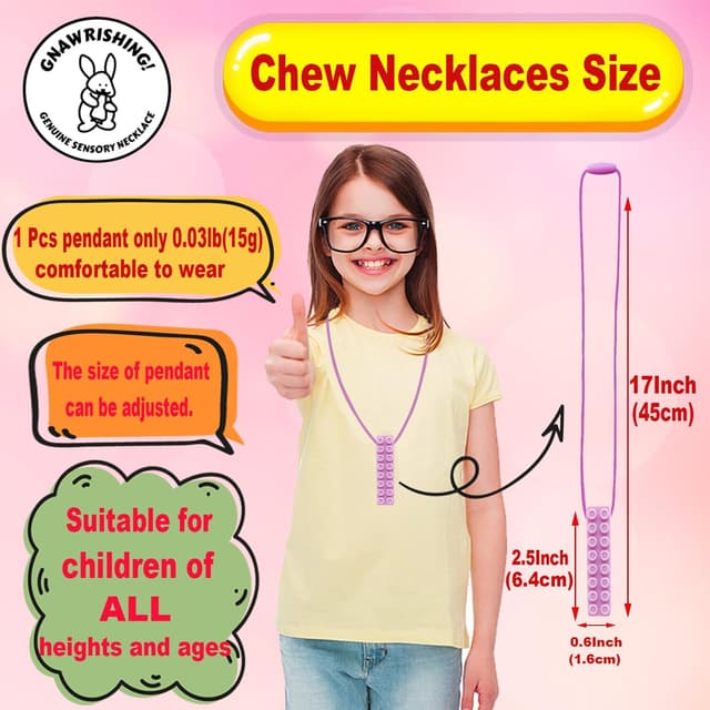 Detalle de GNAWRISHING Chew Necklace 5-piece sensory chew toy