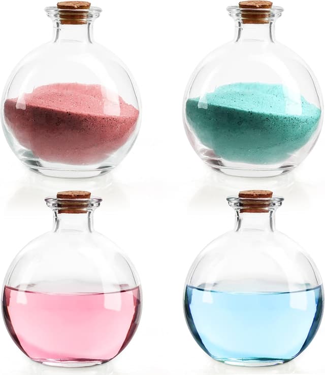 Imagen de BELLE VOUS Spherical Glass Bottles 240ml Jar with Cork Stopper en OfertitasTOP