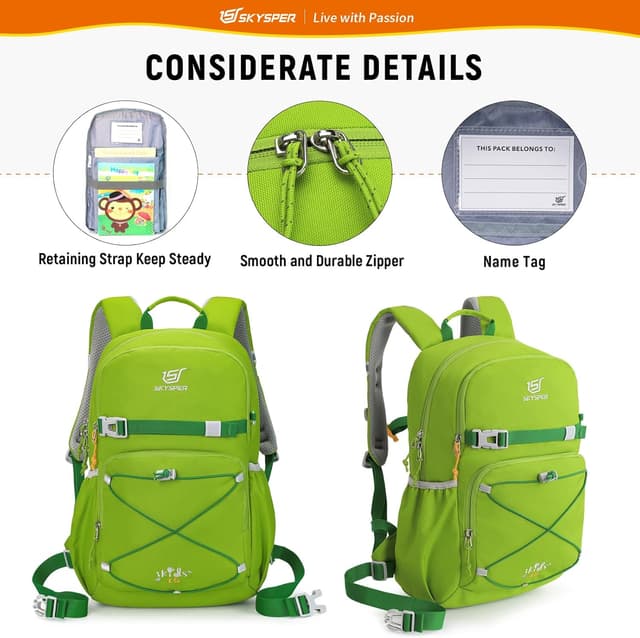 Detalle de SKYSPER Kinderrucksack 15L – komfortabler Wanderrucksack für Jungen & Mädchen