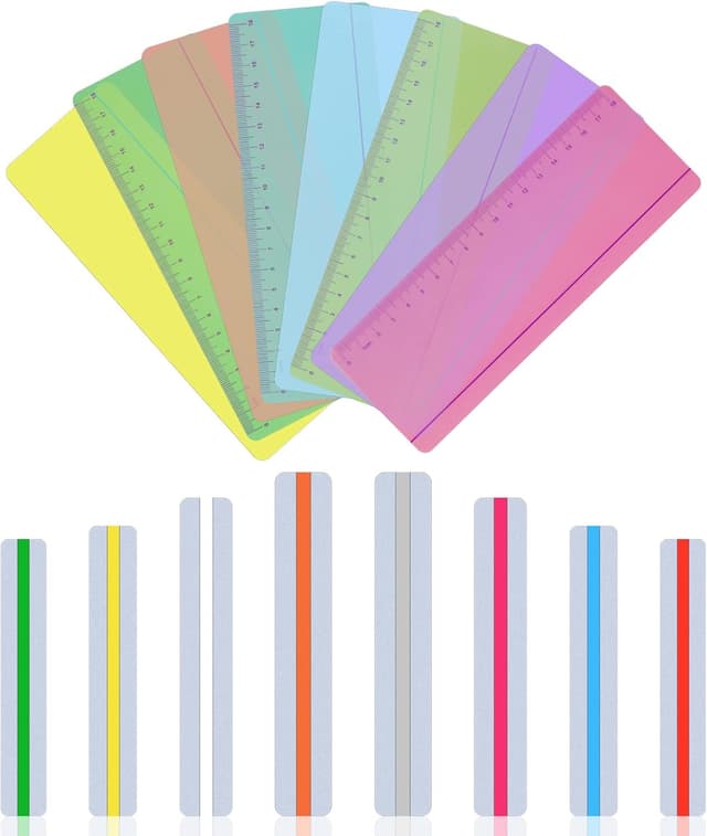Detalle de Vicloon Strisce di lettura guidate (16 pezzi) per segnalibri trasparenti multicolore, supporto per dislessia