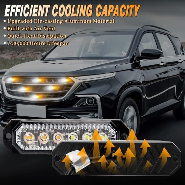 Detalle de Amber & white strobe lights 6 LEDs