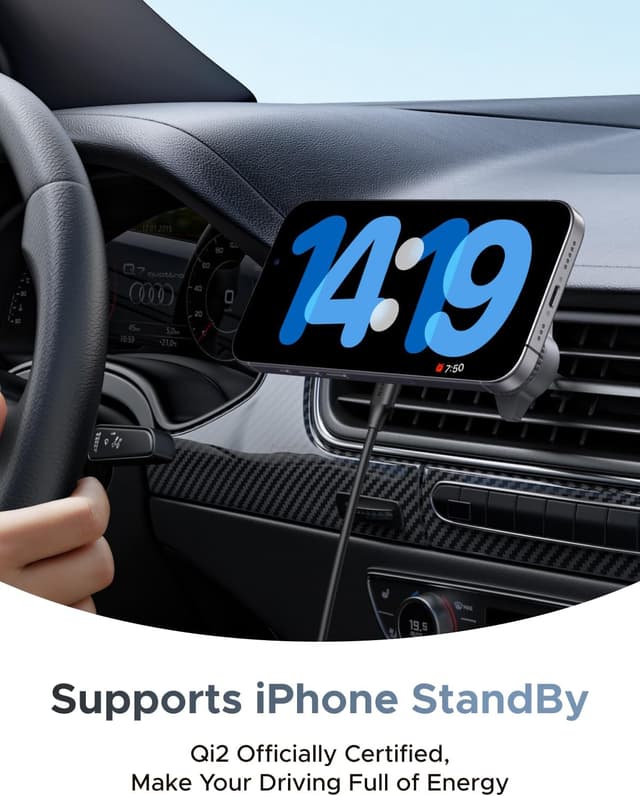 Thumbnail 4 de UGREEN MagFlow Qi2 25W caricatore wireless auto magnetico per iPhone