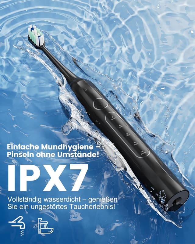 Thumbnail 4 de Elektrische Schallzahnbürste 5‑Modi mit 8 Bürstenköpfen 🪥