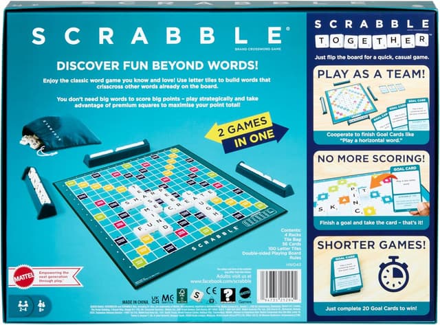 Detalle de Mattel Games Scrabble Core Refresh board game (4 players), Ages 12+