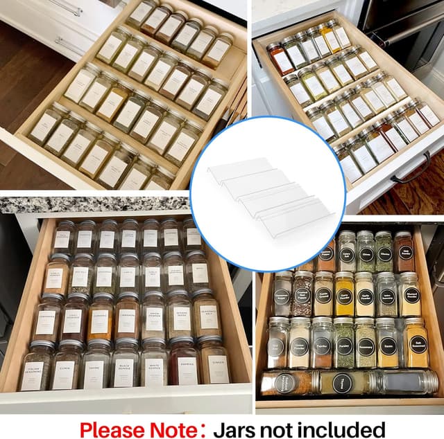 Detalle 2 de MIUKAA Clear Acrylic Spice Drawer Organizer 4-Tier Tray