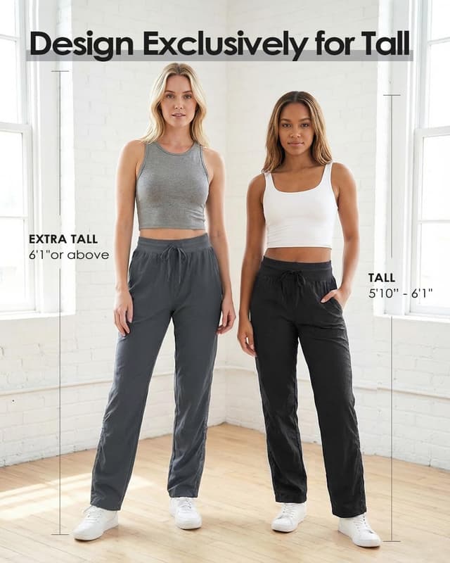 Detalle de Zylioo Extra Long Joggers for Tall Women (32"/34") – Lightweight ruched-leg sweatpants