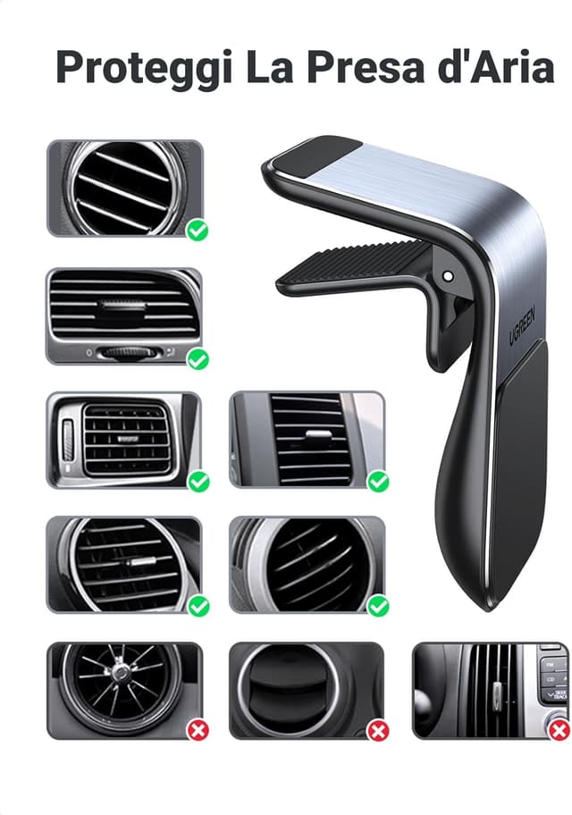 Detalle de UGREEN Porta Cellulare Auto con magneti al neodimio e rotazione 360° per iPhone e Galaxy