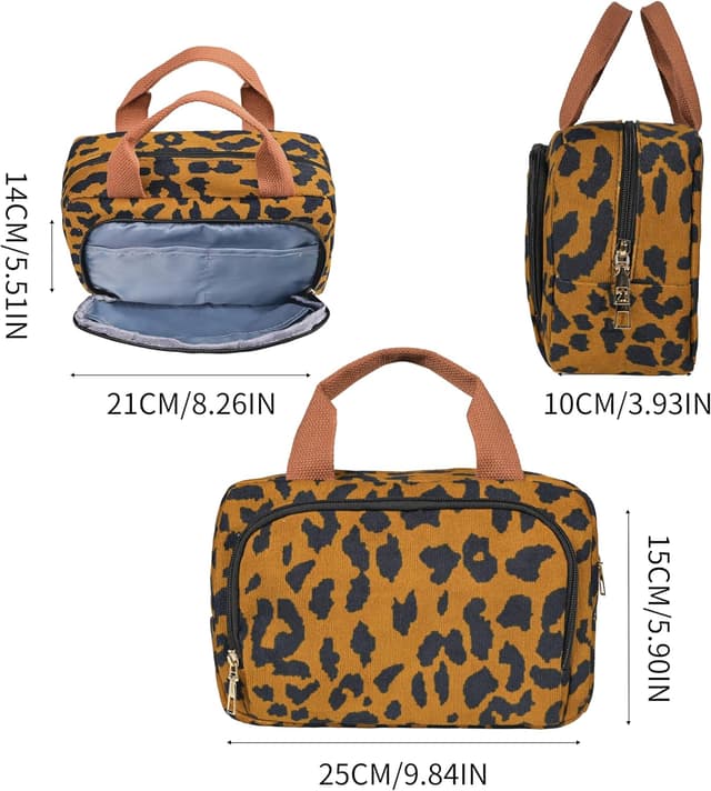 Detalle de Funtlend Kulturtasche für Damen aus Cord – Kulturbeutel/Kosmetiktasche zum Aufhängen (25 x 9 x 16 cm)