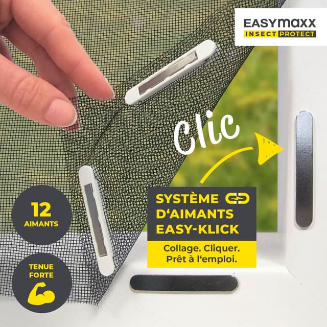 Detalle 2 de EASYmaxx moustiquaire de fenêtre avec Magic Click, découpable jusqu’à 150×130 cm (2 pièces) : montage sans perçage