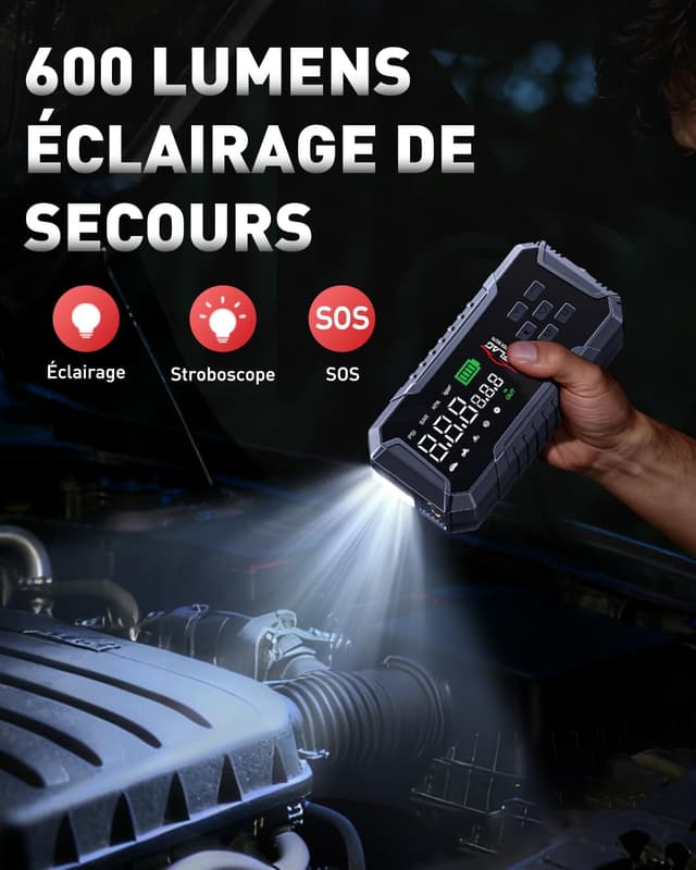 Detalle de ANFLAG 8000A Booster Batterie Voiture avec compresseur 160 PSI et gonfleur