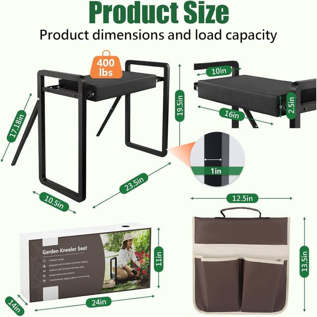 Thumbnail 2 de Seasky Foldable Garden Kneeler Seat 400 lb